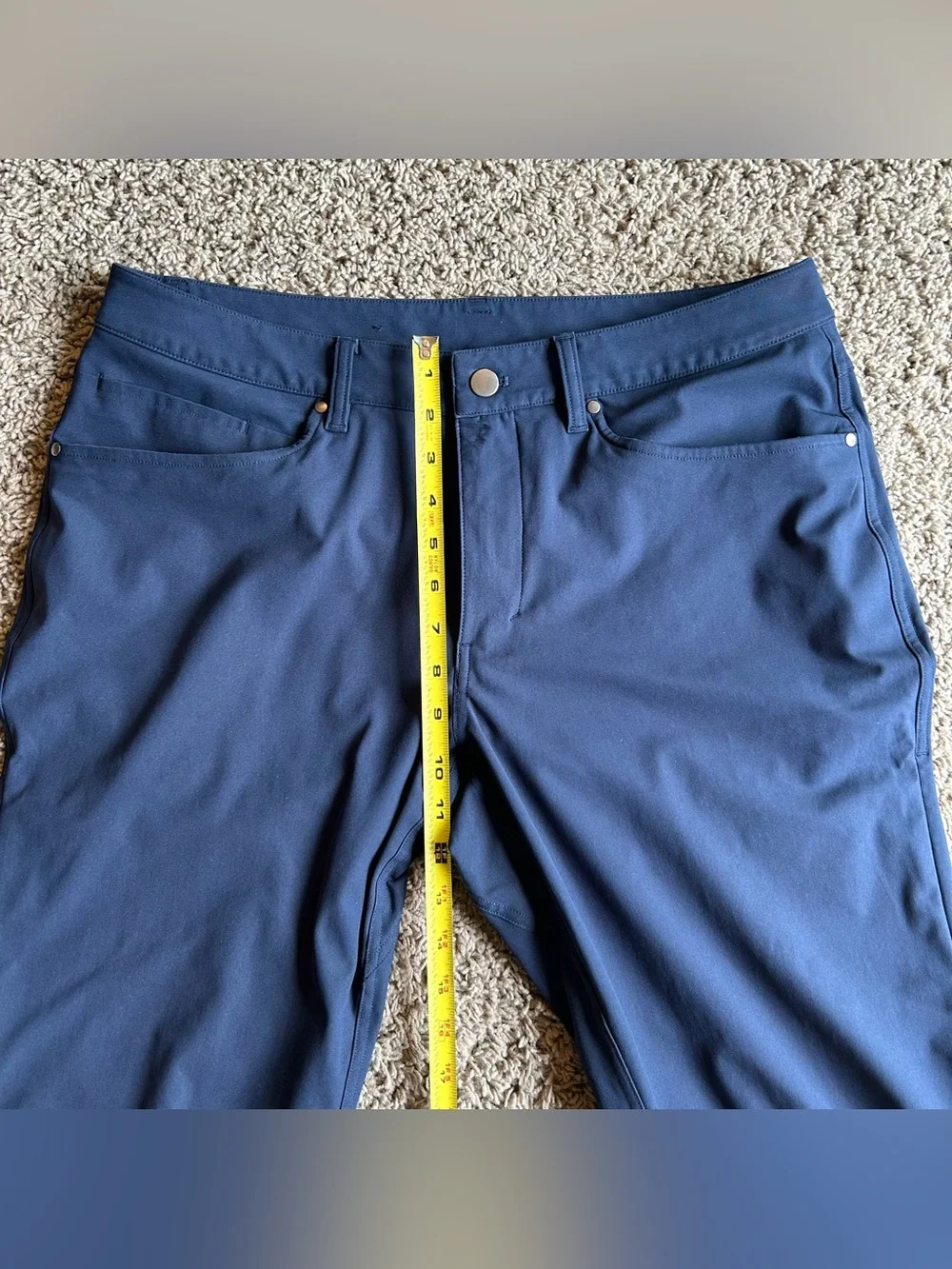 Lululemon ABC Pants Mens 33 (34x29) Classic Slim Navy Warpstreme 5 Pocket Chino